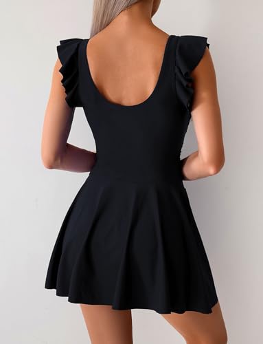 SEAUR One Piece Swimsuits for Women Modest Tummy Control Swimdress Vintage Knotted Bathing Suits Skirt