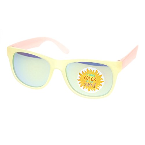 Photochromic Color Changing Frame Matte Sport Horn Rim Sunglasses Yellow Peach