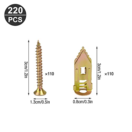 Self Drilling Drywall Anchors and Screws Kit, CJBIN 220Pcs Carbon Steel