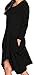 WearLove Women Asymmetrical Loose Long Sleeve Pockets Tunic Shirt Dress Black 2XL