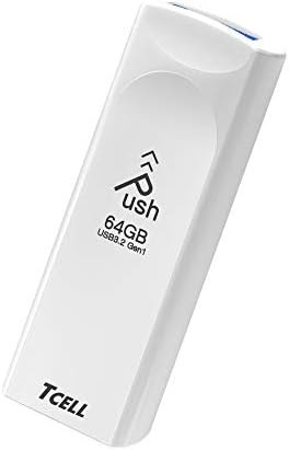 Tcell Push 64GB USB 3.2 Flash Drive White Retractable Memory Stick 100MB/s Speed