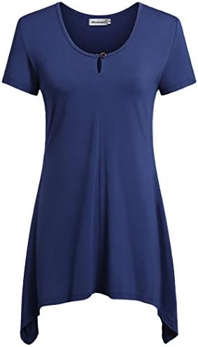 Wisdemin Casual Blouse Round Neckline for Women Short Sleeve Tunic Tops For Work