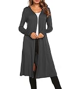 Bluetime Women's Plus Size Long Open Front Cardigan - Lightweight Duster Maxi, Dark Gray 4XL