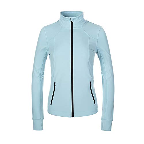 Dolcevida Women's Slim Fit Workout Track Jackets Full Zip Stretchy Warm up Active Running Jacket with Thumb Holes (Sea Angel, M)