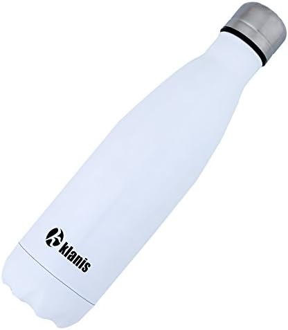Double Walled Stainless Steel Thermos Water Bottle For Kids BPA Free 17 Oz 4 Colors Bonus a Cleaning Brush Great for Hot Coffee, Tea, Milk (WHITE)