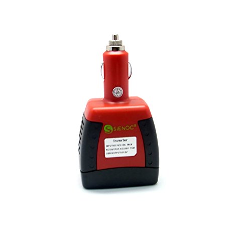 Sienoc 75W Mains Car Charger DC 12V to AC 220V Car Inverter Power Adapter+5V USB Port