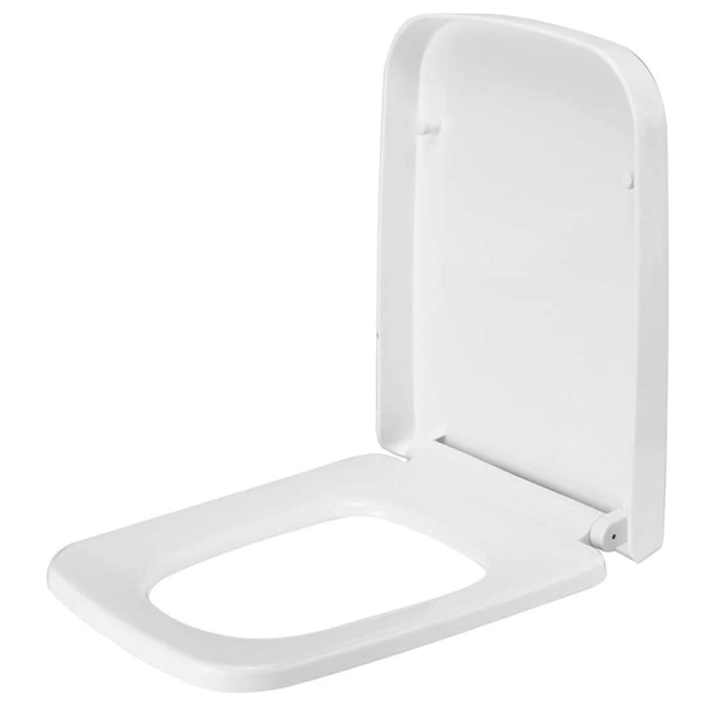 Elite White Square Toilet Seat with Top Fix Adjustable Hinges | Soft Close Lid | Quick Release for Easy Clean | Anti-Bacterial | Modern Luxury Design