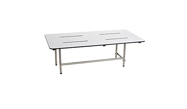 Amazon Com Seachrome Wall Mounted Bench Style Shower Seat Swing Down Legs 48 Inch X 24 Inch Solid White Phenolic Top Home Improvement