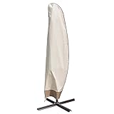 Sundale Outdoor Heavy Duty Patio Offset Cantilever Umbrella Cover Parasol Cover for 9-10 ft Umbrella, Water Resistant, Beige