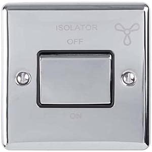 Enhance Decorative Fan Switch Polished Chrome Finish with Black Trim