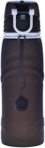 Collapsible Water Bottle, NothCat Outdoor Sports Water Bag FDA Certificated Silicone Soft Cup Roll Cup, For Running, Camping, Hiking, Traveling, Yoga, Gym and Outdoor Activities (black, 20 OZ)