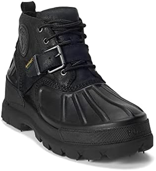 Polo Ralph Lauren Sneaker Boot Mens 14 Black Solid Mid Top Modern Sneaker Boot Polo Ralph Lauren Black Oslo Low RRL Leather Nylon Boots  main image 4