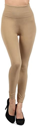 Seamless High Waist Leggings with Fleece Lining One Size Khaki