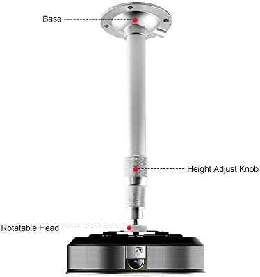 Thinkga Mini Adjustable Celling Projector Mount for Epson, Optoma, Benq, ViewSonic Projectors, 4.4lbs Load Capacity, Height Adjustable