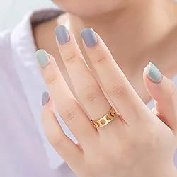 Amaxer Minimalist Phase of the Moon Rings Women