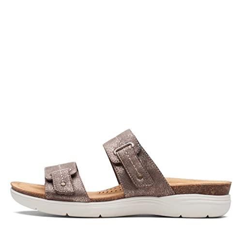 Clarks Women's April Dusk Slide Sandal, Bronze Metallic Textile, 9.5 Medium US