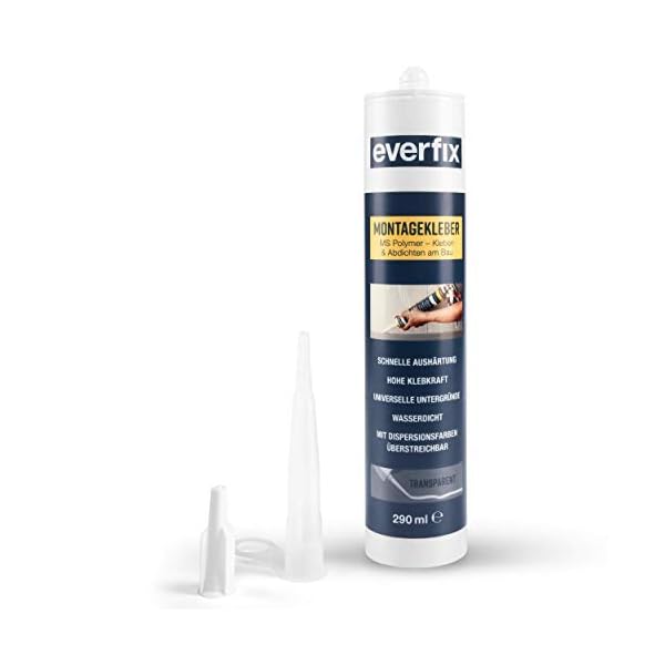 EVERFIX Montagekleber transparent (3 Stück) für innen und außen, extra starker Kraftkleber für Metall, Holz, Fliesen… – Bild 6