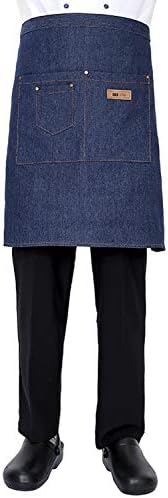 エプロン ミドル 価格 デニム 男女兼用 前掛け 業務用エプロン カフェ かっこいい ブラック ブルー 全4種類 ロング ガーデニング ショート