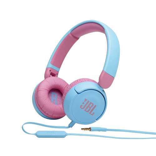 JBL Jr310 On-Ear Kinder-Kopfhörer - Hellblau-Rosa – Kabelgebundene Ohrhörer mit Headset und Fernbedienung – Ideal für Schule und Freizeit