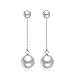 Canmiya Women's 925 Sterling Silver 10mm Perfect Circle Shell Pearls Drop Dangle Earrings