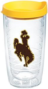 Tervis Wyoming Cowboys Logo Tumbler with Emblem and Yellow Lid 16oz, Clear