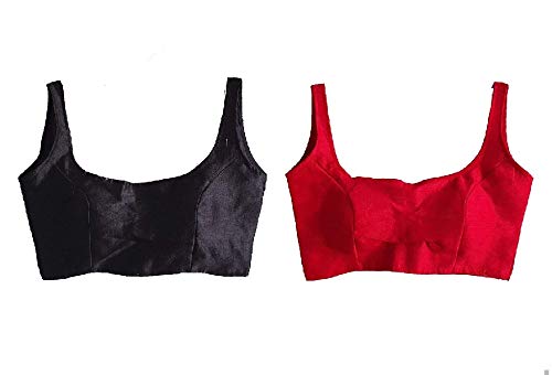 Women's MultiColour Combo Blouse Readymade sleeveless Blouse silk with Scoop Neckline For Saree and Lehenga Choli