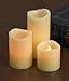 Lily's Home Everlasting Flameless Pillar LED Candle, Wax Melted Edge with Drip Effect, Set of 3