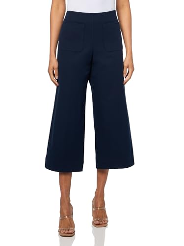 Trina Turk Womens Wide Leg Cropped Fortunate Pant, Indigo