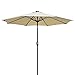 Yescom 9' Beige Outdoor Patio Garden Deck Aluminium Umbrella w/ 32 Solar Powered LED Crank Tilt UV30