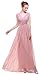 Esovr V Neck Chiffon Long Evening Gown Bridesmaid Dresses Prom Dresses Blush 12