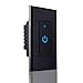 Smart Wi-Fi Light Switch, Alexa Google Home Compatible, iOS Android Smartphone Wireless Remote Control, No Hub Required, Timer Function, Touch Switch On Off, In-Wall, 1 Gang, Single Pole, 15A (Black)