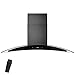 AKDY 30 in. Convertible Wall Mount Range Hood in Black Painted Stainless Steel with Tempered Glass and Remote Control