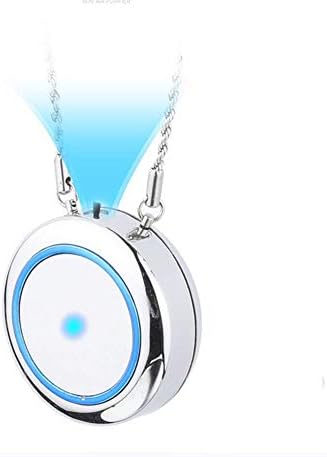 HEFEILING Mini Air Purifier, Personal Wearable Air Purifier Necklace Portable USB Air Freshener Negative Ionizer Anion Air Cleaner for Adults Kids,Silver