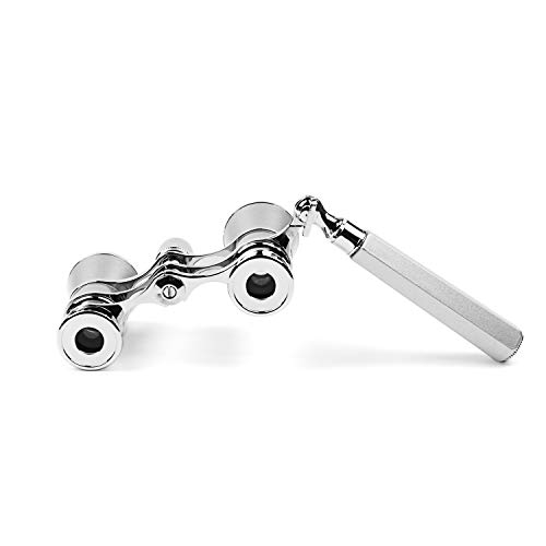 Kingscope 3X25 Vintage Opera Glasses Binoculars for Theater Musical Concert (Lorgnette, Silver, with Handle) - Thumbnail 3