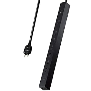 エレコム 電源タップ 10個口 2m マグネット 吊り下げ スリム 雷ガード ほこりシャッター ブラック ECT-2620BK