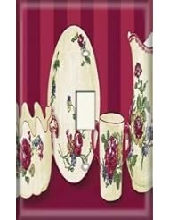 Home Improvement: Single Switch Plate OVERSIZE - Red Rose Dinnerware - SnazzySwitch