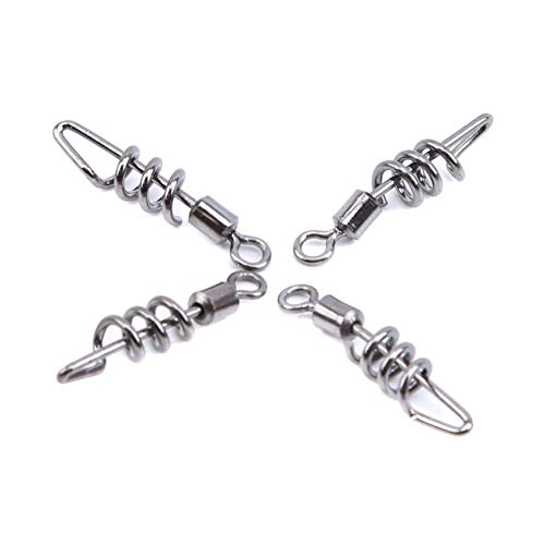GHJUU 20 STK. Hochfeste Angelwirbel Barrel Solid Ring Edelstahl Snap Swivel Snaps Fishing Barrel Line Connector,8 Größe – Bild 4
