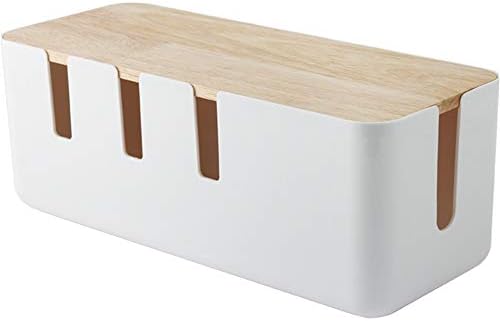 Cable Management Box Organizer - ABS Material, Wooden Style - Hides Power Strips, Surge Protectors & Cords. Large Size for Entertainment Center, Home Office, Computers