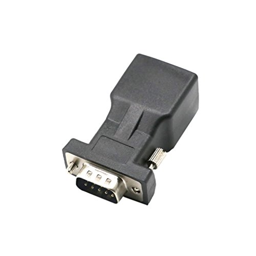 MonkeyJack 2 Pieces DB9 RS232 COM Male Port to RJ45 Female Connector Card DB9 Serial Port Extender to LAN CAT5 CAT6 RJ45 Network Ethernet Cable Adapter - Thumbnail 3