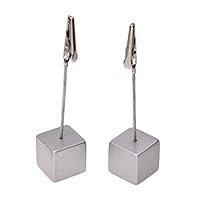 Runfon Card Holder Cube Memo Holder Card Clip Photo Office Holder Note - 10 Pieces (Silver)