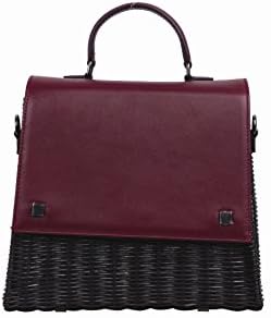 VT x MM Laila Wicker Woven Rattan Burgundy Handbag, 100% handmade by Thai expert artisans