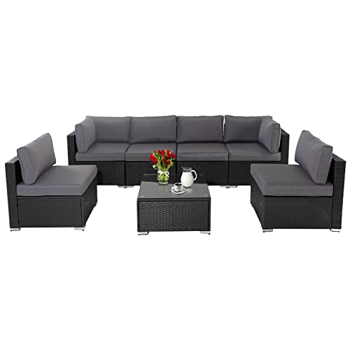 Oakmont Outdoor Furniture 7 Piece Patio Sofa Set Rattan Wicker