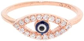 Hamsa Evil Eye CZ Sterling Silver Mid Finger Ring (rose-gold-and-sterling-silver, 3)