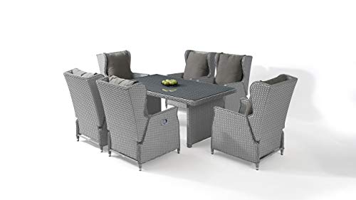 talfa Gartenmöbel Dining Set in Grau satiniert Chesta 6, eckig