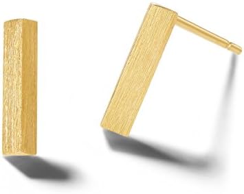 14K Real Solid Yellow Gold Dainty Small Tiny Statement Bar Earrings Delicate Dainty Everyday Fine Jewelry Stud Earrings for Women Girls