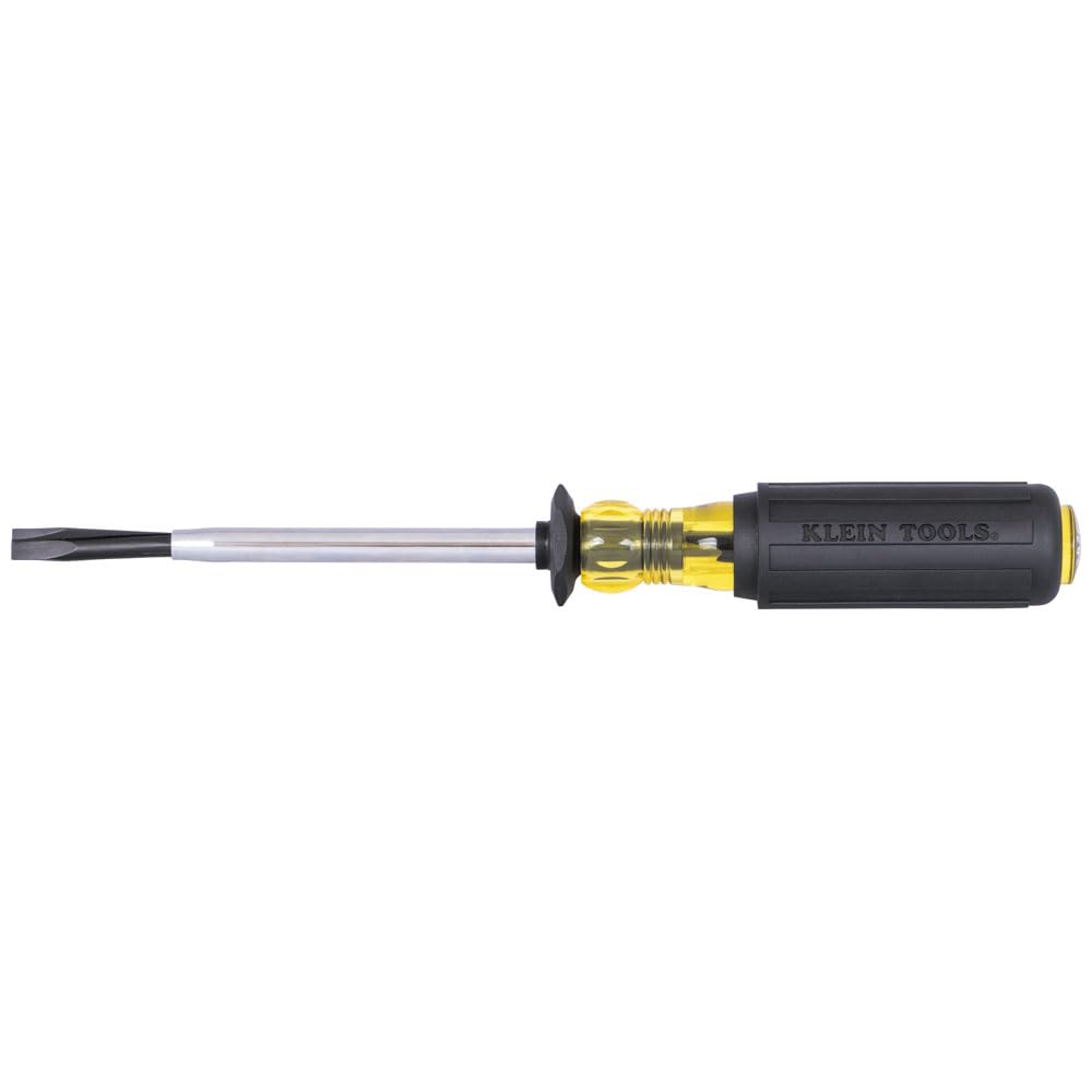 Klein Tools 6026K Slotted Screw-Holding Screwdriver, 5/16-Inch Split-Blade Flat Head Driver, Positive Gripping Action, Cushion Grip Handle