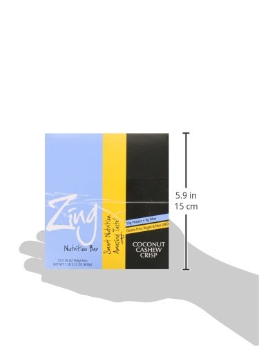 Zing Vital Energy Nutrition Bar, Coconut Cashew Crisp, (12 Bars), High Protein, High Fiber, Low Sugar, Coconut Flakes, Cashew Butter, Crisp Quinoa, Vegan - Thumbnail 6