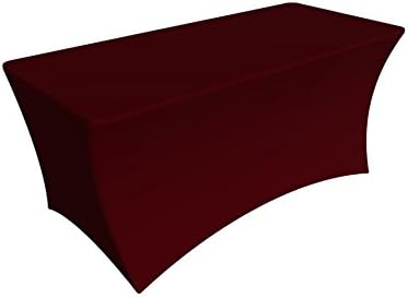 SY66 Tablecloth Cover, 6 ft white,Table Cloth Skirts, Rectangular, Polyester/Spandex, Elastic, Stretchable Linen, Stain &amp; Wrinkle Proof, for Folding Tables, Wedding, DJ, Events (wine red)