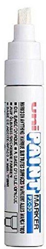Uni Colour Broad (4-8.5mm) PX-30 White Paint Marker Pen Metal Glass Wood Plastic Stone Outdoor mm Metal Chisel Nib Tip (Pack of 1)