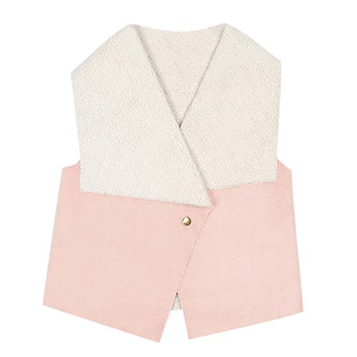 YIYEZI Toddler Baby Grils Faux Leather Waistcoat Autumn Winter Outerwear Warm Clothes (XXL, Pink)